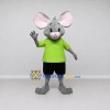 Custom Gray and Lime Green Mouse in T Shirt Mascot Costume Adult Full Body Suit for School Events Custom Gray and Lime Green Mouse in T Shirt Mascot Costume Adult Full Body Suit for School Events