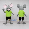 Custom Gray and Lime Green Mouse in T Shirt Mascot Costume Adult Full Body Suit for School Events Custom Gray and Lime Green Mouse in T Shirt Mascot Costume Adult Full Body Suit for School Events