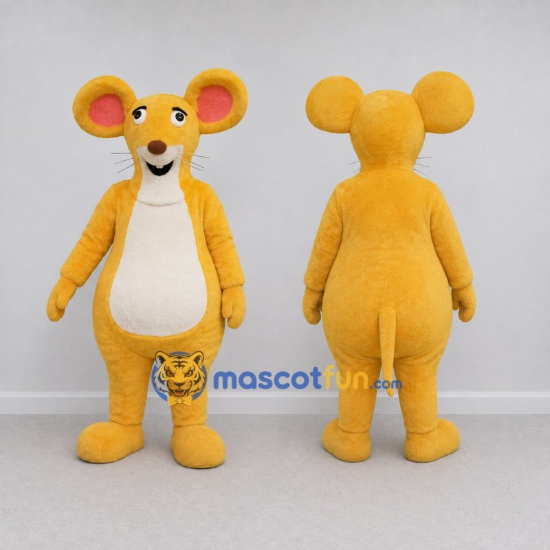 Custom Yellow and White Mouse Mascot Costume Adult Full Body Suit for School Events Custom Yellow and White Mouse Mascot Costume Adult Full Body Suit for School Events
