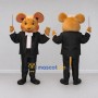 Custom Tan and Black Mouse Conductor Mascot Costume Adult Full Body Suit for Music Events