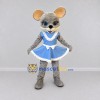 Custom Gray and Blue Mouse in Dress Mascot Costume Adult Full Body Suit for School Events