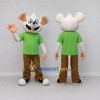 Custom White Green and Brown Mouse in T Shirt Mascot Costume Adult Full Body Suit for School Events Custom White Green and Brown Mouse in T Shirt Mascot Costume Adult Full Body Suit for School Events