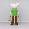Custom White Green and Brown Mouse in T Shirt Mascot Costume Adult Full Body Suit for School Events Custom White Green and Brown Mouse in T Shirt Mascot Costume Adult Full Body Suit for School Events