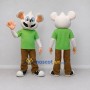 Custom White Green and Brown Mouse in T Shirt Mascot Costume Adult Full Body Suit for School Events