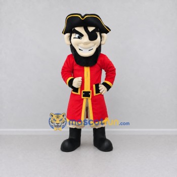 Custom Red Black and Gold Pirate Captain Mascot Costume Adult Full Body Suit for Theme Parties