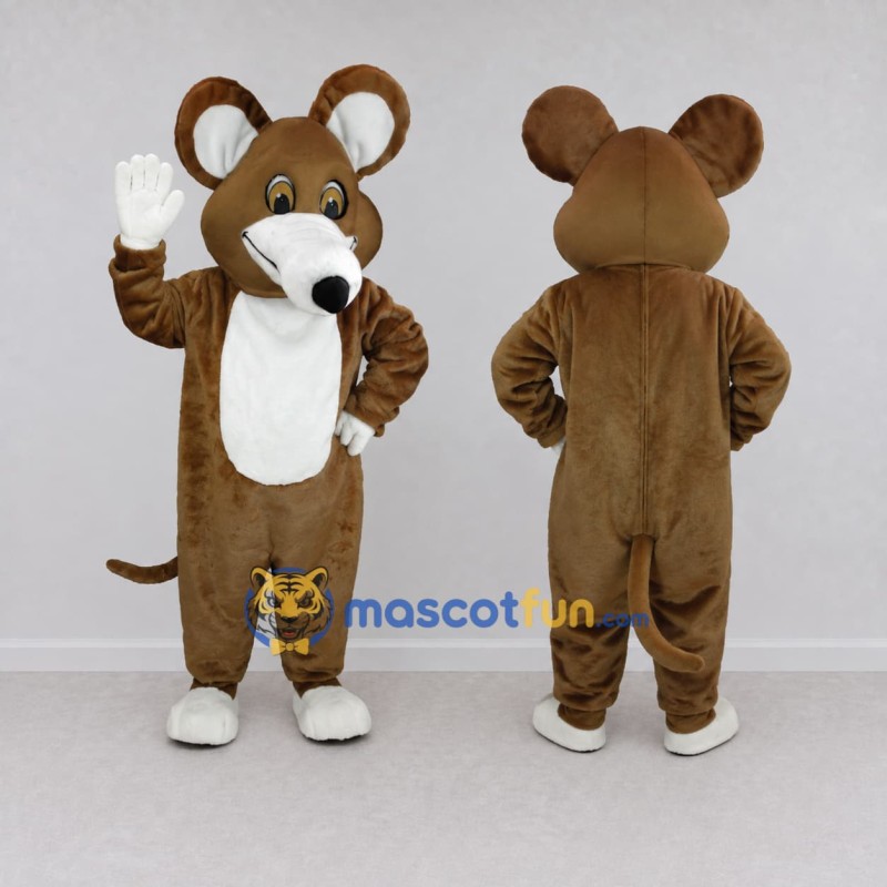 Custom Brown and White Mouse Mascot Costume Adult Full Body Suit for School Events Custom Brown and White Mouse Mascot Costume Adult Full Body Suit for School Events