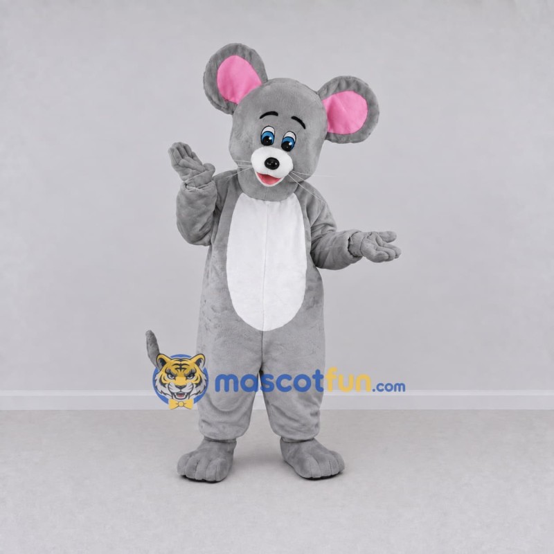 Custom Gray and White Mouse Mascot Costume Adult Full Body Suit for School Events Custom Gray and White Mouse Mascot Costume Adult Full Body Suit for School Events