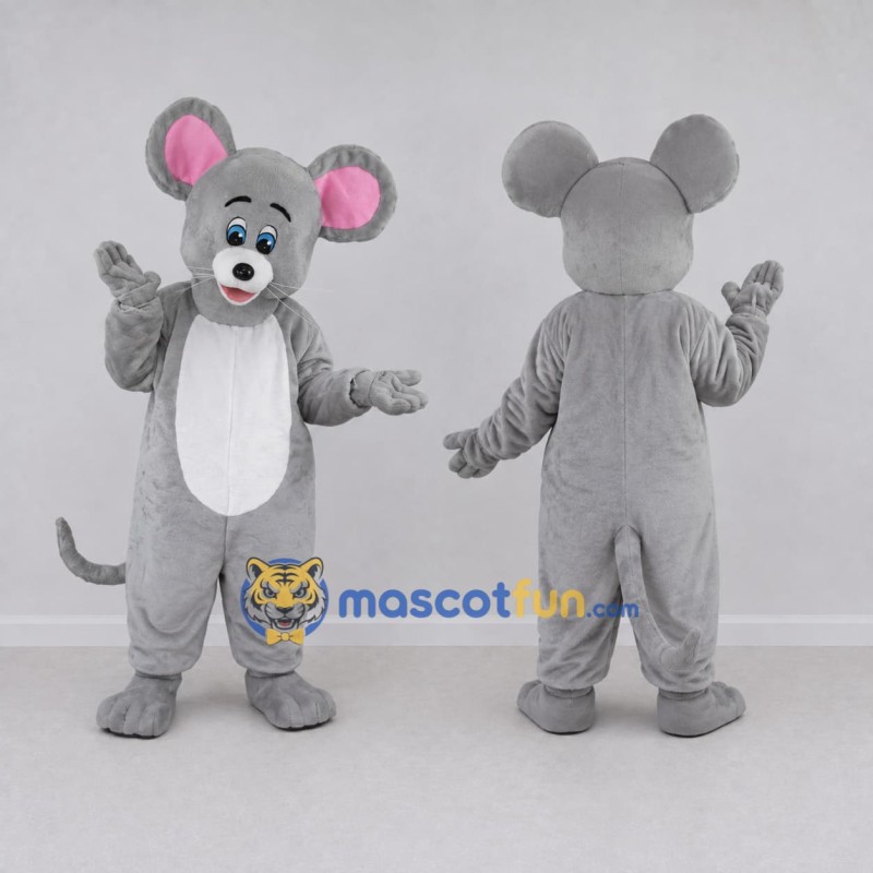Custom Gray and White Mouse Mascot Costume Adult Full Body Suit for School Events Custom Gray and White Mouse Mascot Costume Adult Full Body Suit for School Events