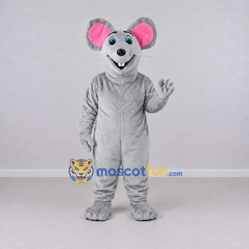 Custom Gray and Pink Mouse Mascot Costume Adult Full Body Suit for School Events Custom Gray and Pink Mouse Mascot Costume Adult Full Body Suit for School Events
