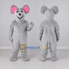 Custom Gray and Pink Mouse Mascot Costume Adult Full Body Suit for School Events Custom Gray and Pink Mouse Mascot Costume Adult Full Body Suit for School Events
