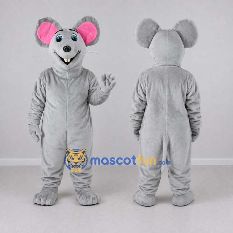 Custom Gray and Pink Mouse Mascot Costume Adult Full Body Suit for School Events Custom Gray and Pink Mouse Mascot Costume Adult Full Body Suit for School Events