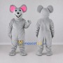 Custom Gray and Pink Mouse Mascot Costume Adult Full Body Suit for School Events