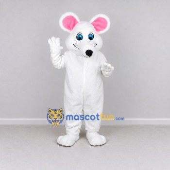 Custom White and Pink Mouse Mascot Costume Adult Full Body Suit for School Events Custom White and Pink Mouse Mascot Costume Adult Full Body Suit for School Events