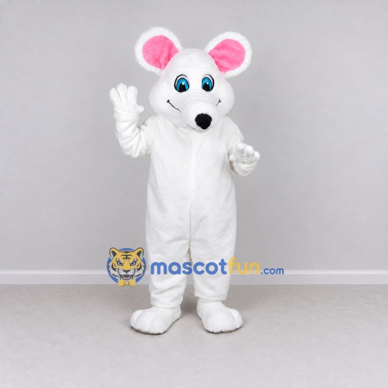 Custom White and Pink Mouse Mascot Costume Adult Full Body Suit for School Events Custom White and Pink Mouse Mascot Costume Adult Full Body Suit for School Events
