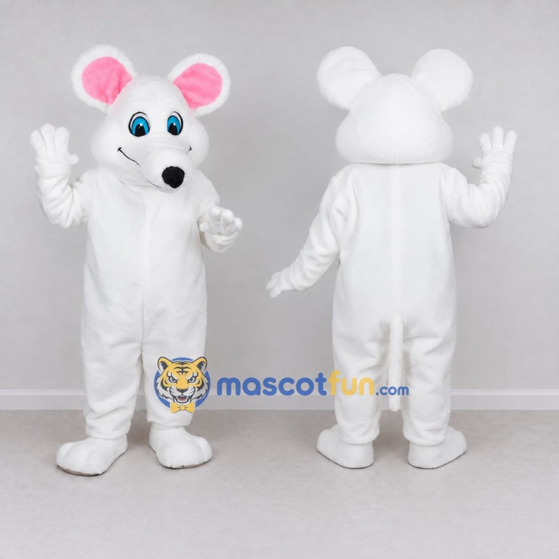 Custom White and Pink Mouse Mascot Costume Adult Full Body Suit for School Events Custom White and Pink Mouse Mascot Costume Adult Full Body Suit for School Events