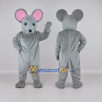Custom Gray and Pink Mouse Mascot Costume Adult Full Body Suit for School Events