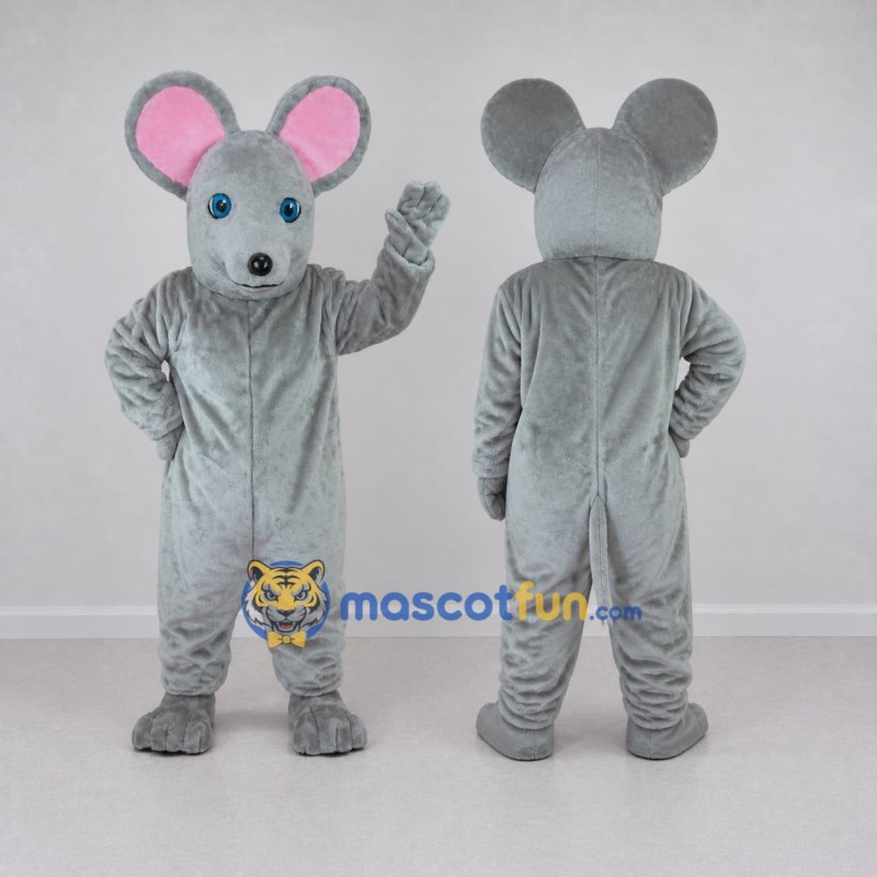 Custom Gray and Pink Mouse Mascot Costume Adult Full Body Suit for School Events Custom Gray and Pink Mouse Mascot Costume Adult Full Body Suit for School Events