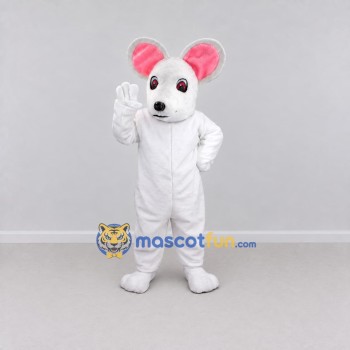 Custom White and Pink Mouse Mascot Costume Adult Full Body Suit for School Events Custom White and Pink Mouse Mascot Costume Adult Full Body Suit for School Events