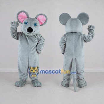 Custom Gray and Pink Mouse Mascot Costume Adult Full Body Suit for School Events