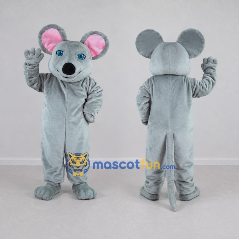 Custom Gray and Pink Mouse Mascot Costume Adult Full Body Suit for School Events Custom Gray and Pink Mouse Mascot Costume Adult Full Body Suit for School Events