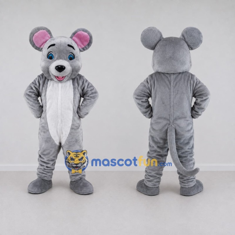 Custom Gray and White Mouse Mascot Costume Adult Full Body Suit for School Events Custom Gray and White Mouse Mascot Costume Adult Full Body Suit for School Events