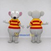 Custom Gray Red and Yellow Mouse in Striped Shirt Mascot Costume Adult Full Body Suit for School Events Custom Gray Red and Yellow Mouse in Striped Shirt Mascot Costume Adult Full Body Suit for School Events