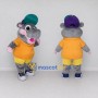 Custom Gray Orange and Yellow Rat in Cap Mascot Costume Adult Full Body Suit for School Events