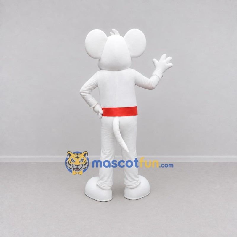 Custom White and Red Superhero Mouse Mascot Costume Adult Full Body Suit for Theme Parties Custom White and Red Superhero Mouse Mascot Costume Adult Full Body Suit for Theme Parties