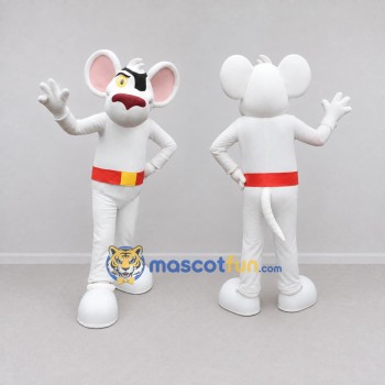 Custom White and Red Superhero Mouse Mascot Costume Adult Full Body Suit for Theme Parties