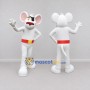 Custom White and Red Superhero Mouse Mascot Costume Adult Full Body Suit for Theme Parties