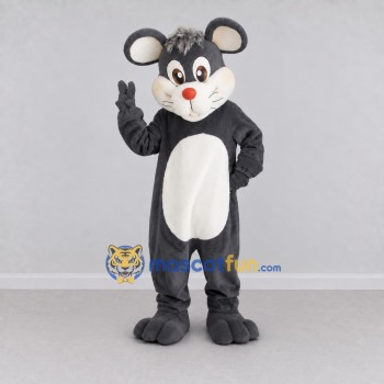 Custom Dark Gray and White Mouse Mascot Costume Adult Full Body Suit for School Events