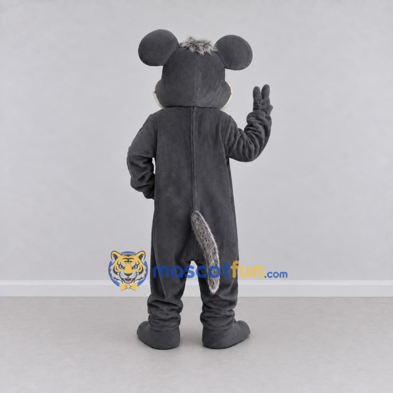 Custom Dark Gray and White Mouse Mascot Costume Adult Full Body Suit for School Events