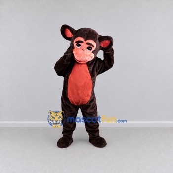 Custom Dark Brown and Red Monkey Mascot Costume Adult Full Body Suit for School Events