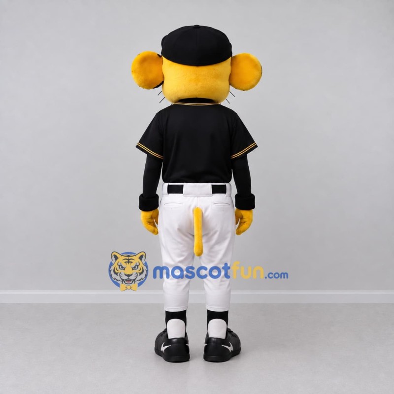 Custom Yellow Black and White Mouse in Baseball Uniform Mascot Costume Adult Full Body Suit for Sports Events Custom Yellow Black and White Mouse in Baseball Uniform Mascot Costume Adult Full Body Suit for Sports Events
