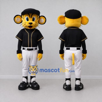 Custom Yellow Black and White Mouse in Baseball Uniform Mascot Costume Adult Full Body Suit for Sports Events