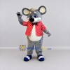 Custom Gray and Red Mouse in Polka Dot Jacket Mascot Costume Adult Full Body Suit for School Events Custom Gray and Red Mouse in Polka Dot Jacket Mascot Costume Adult Full Body Suit for School Events