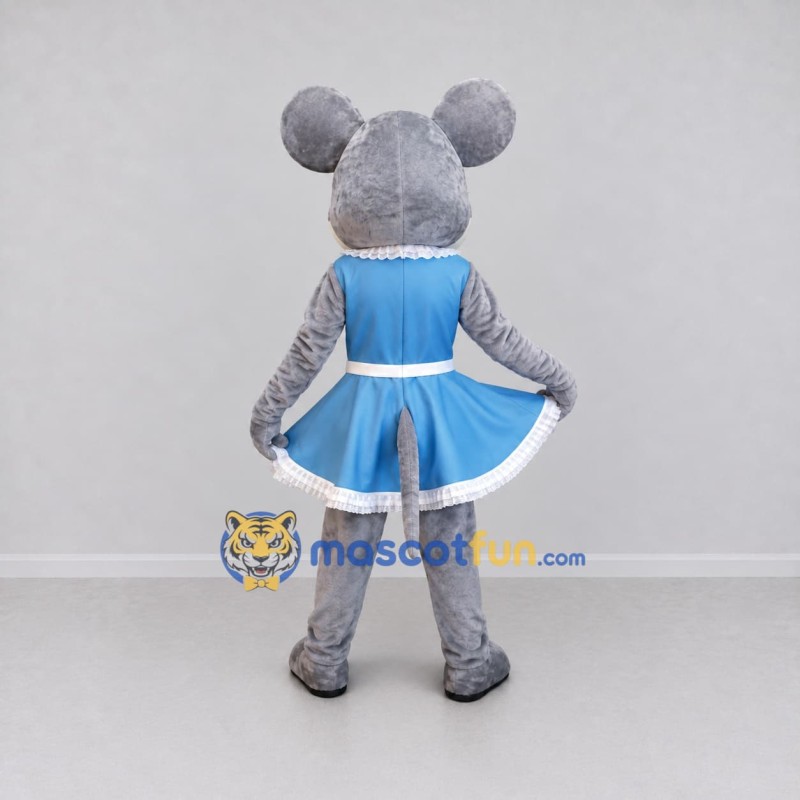 Custom Gray and Blue Mouse in Dress Mascot Costume Adult Full Body Suit for School Events Custom Gray and Blue Mouse in Dress Mascot Costume Adult Full Body Suit for School Events