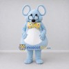 Custom Light Blue and White Mouse with Bow Tie Mascot Costume Adult Full Body Suit for School Events Custom Light Blue and White Mouse with Bow Tie Mascot Costume Adult Full Body Suit for School Events