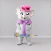 Custom Light Gray Pink and Purple Mouse in Hat and Cape Mascot Costume Adult Full Body Suit for Theme Parties Custom Light Gray Pink and Purple Mouse in Hat and Cape Mascot Costume Adult Full Body Suit for Theme Parties