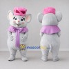 Custom Light Gray Pink and Purple Mouse in Hat and Cape Mascot Costume Adult Full Body Suit for Theme Parties Custom Light Gray Pink and Purple Mouse in Hat and Cape Mascot Costume Adult Full Body Suit for Theme Parties