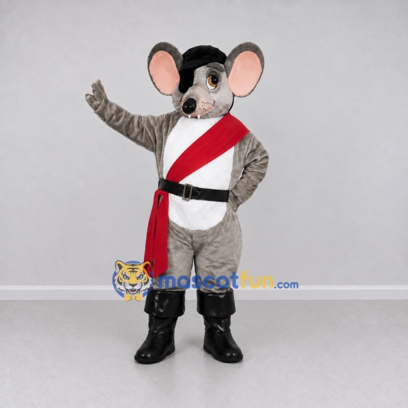 Custom Gray Black and Red Mouse Pirate Mascot Costume Adult Full Body Suit for Theme Parties Custom Gray Black and Red Mouse Pirate Mascot Costume Adult Full Body Suit for Theme Parties