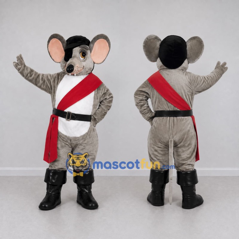 Custom Gray Black and Red Mouse Pirate Mascot Costume Adult Full Body Suit for Theme Parties Custom Gray Black and Red Mouse Pirate Mascot Costume Adult Full Body Suit for Theme Parties