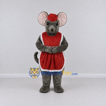 Custom Gray and Red Mouse in Dress Mascot Costume Adult Full Body Suit for School Events