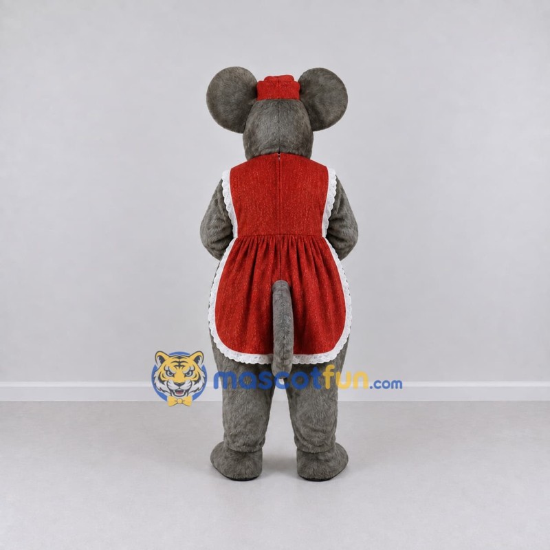 Custom Gray and Red Mouse in Dress Mascot Costume Adult Full Body Suit for School Events Custom Gray and Red Mouse in Dress Mascot Costume Adult Full Body Suit for School Events
