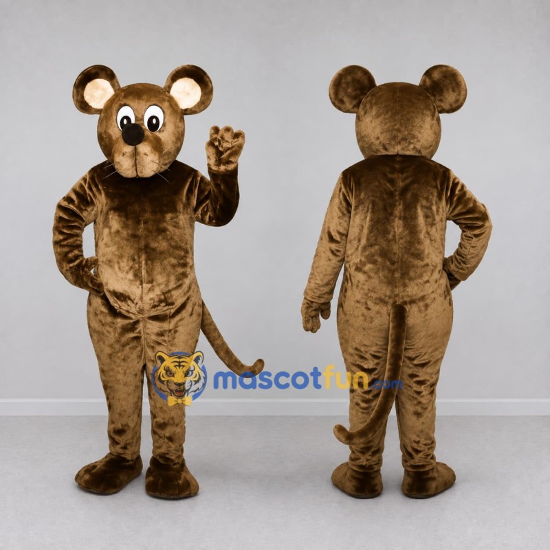 Custom Brown and Tan Mouse Mascot Costume Adult Full Body Suit for School Events Custom Brown and Tan Mouse Mascot Costume Adult Full Body Suit for School Events