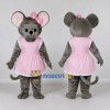 Custom Gray and Pink Mouse in Dress Mascot Costume Adult Full Body Suit for School Events Custom Gray and Pink Mouse in Dress Mascot Costume Adult Full Body Suit for School Events