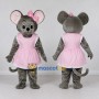 Custom Gray and Pink Mouse in Dress Mascot Costume Adult Full Body Suit for School Events