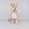 Custom Cream and Pink Mouse in Dress Mascot Costume Adult Full Body Suit for School Events