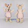Custom Cream and Pink Mouse in Dress Mascot Costume Adult Full Body Suit for School Events