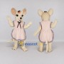 Custom Cream and Pink Mouse in Dress Mascot Costume Adult Full Body Suit for School Events